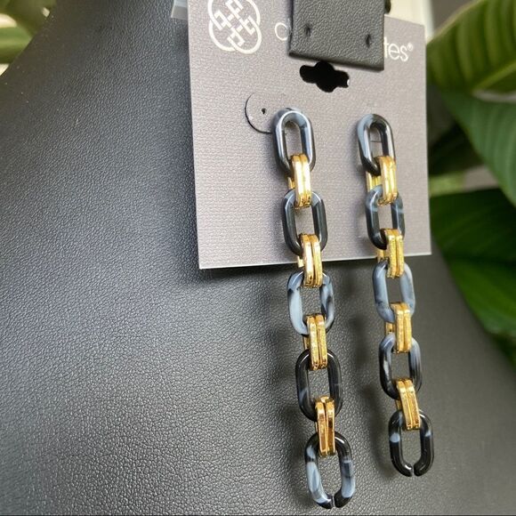 Waterfall Chain Link Gold Black Daisy Fuentes Fashion Earrings $16ea / 3 for $25 - Picture 6 of 7